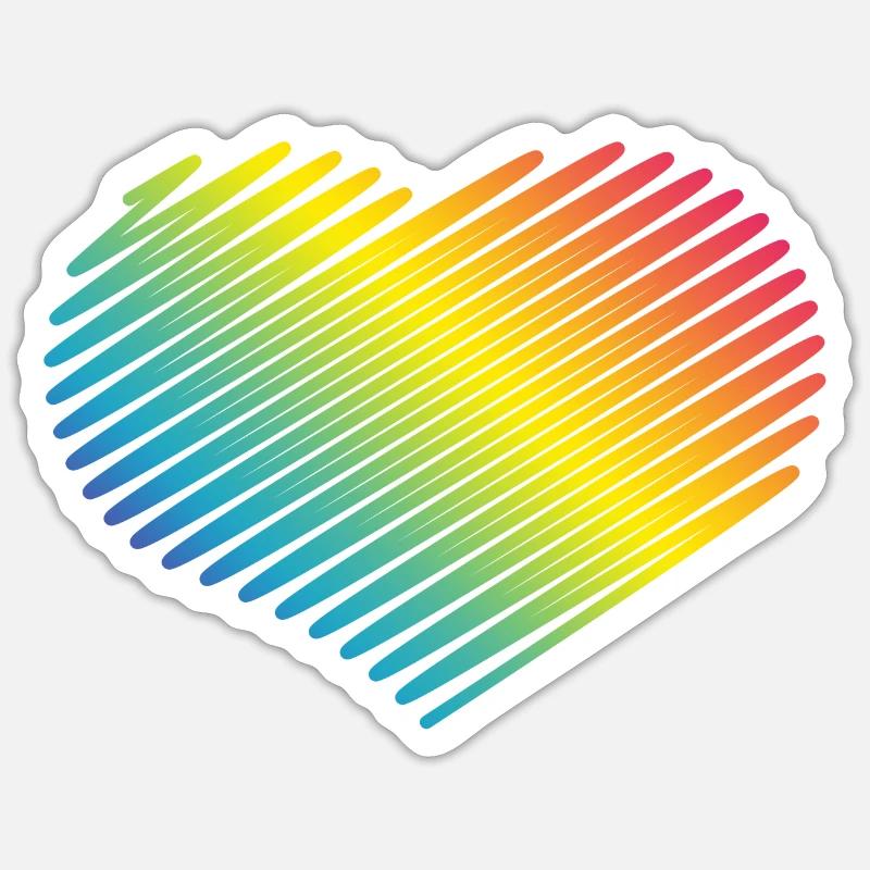 Rainbow Heart (Love / Scribble) Sticker size S (10 x 10 cm)