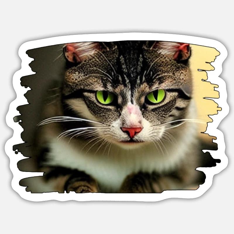 Cracy cat 6 - Sticker size S (10 x 10 cm) - white matte