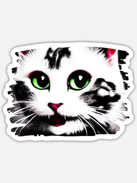Cracy cat 8 - Sticker Größe S (10 x 10 cm) - Mattweiß