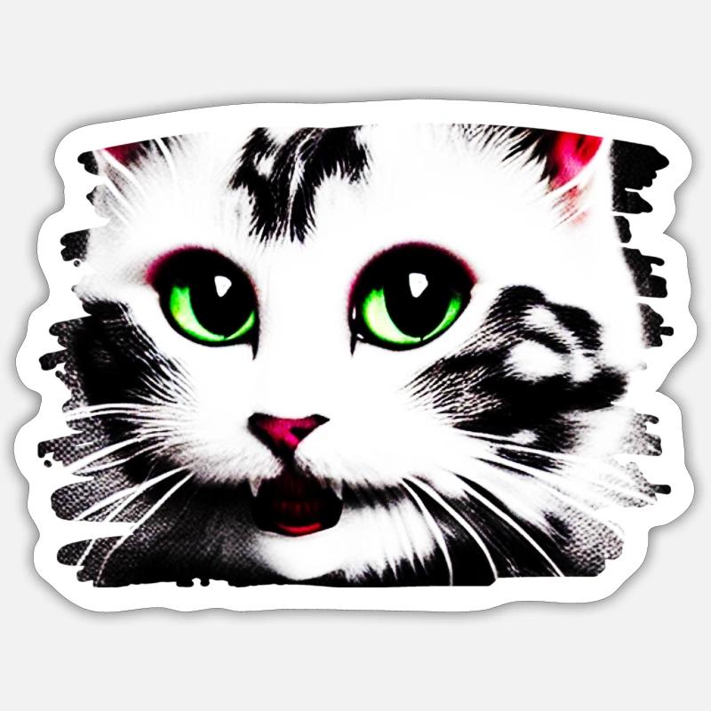 Cracy cat 8 - Sticker Größe S (10 x 10 cm) - Mattweiß