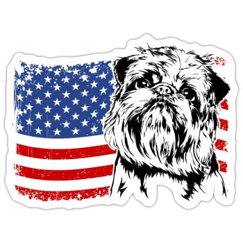 BELGISCHER ZWERGGRIFFON Amerika Fahne Wilsigns - Sticker Größe S (10 x 10 cm) - Mattweiß - Vorne