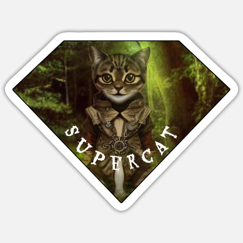Supercat - Sticker size S (10 x 10 cm) - white matte