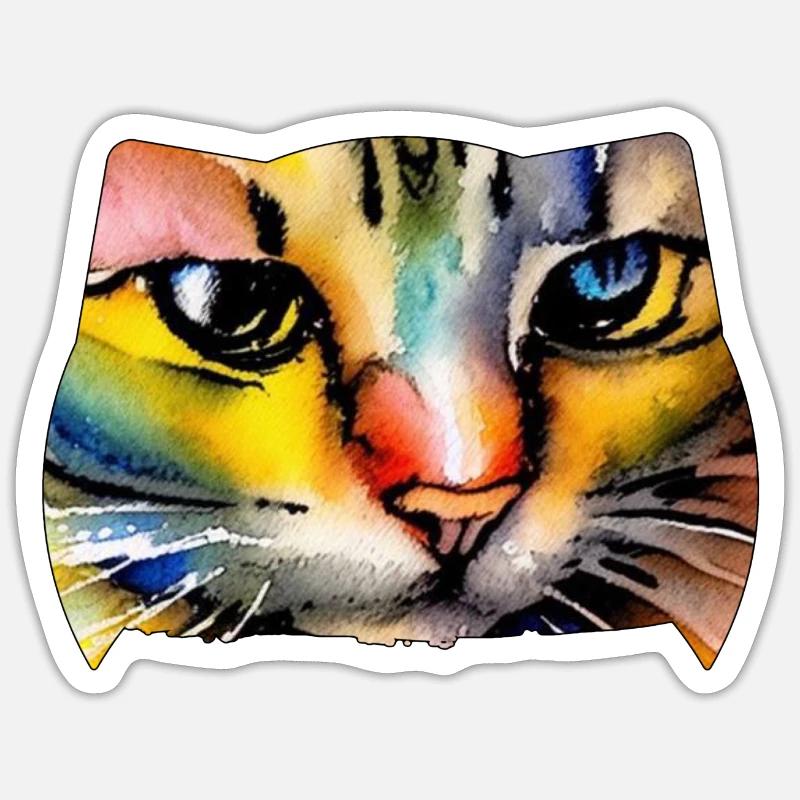Katzengesicht 7 Sticker Größe S (10 x 10 cm)