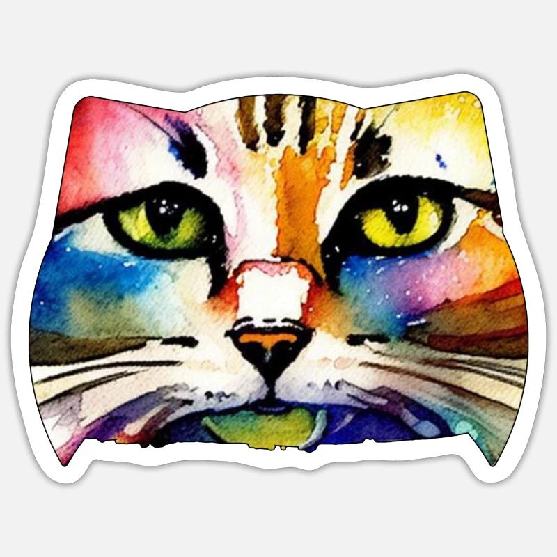 Face de chat 7 Sticker taille S (10 x 10 cm)
