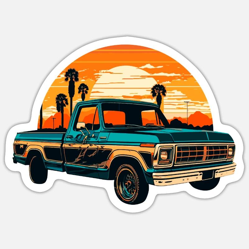 Pickup Oldtimer - Sticker Größe S (10 x 10 cm) - Mattweiß