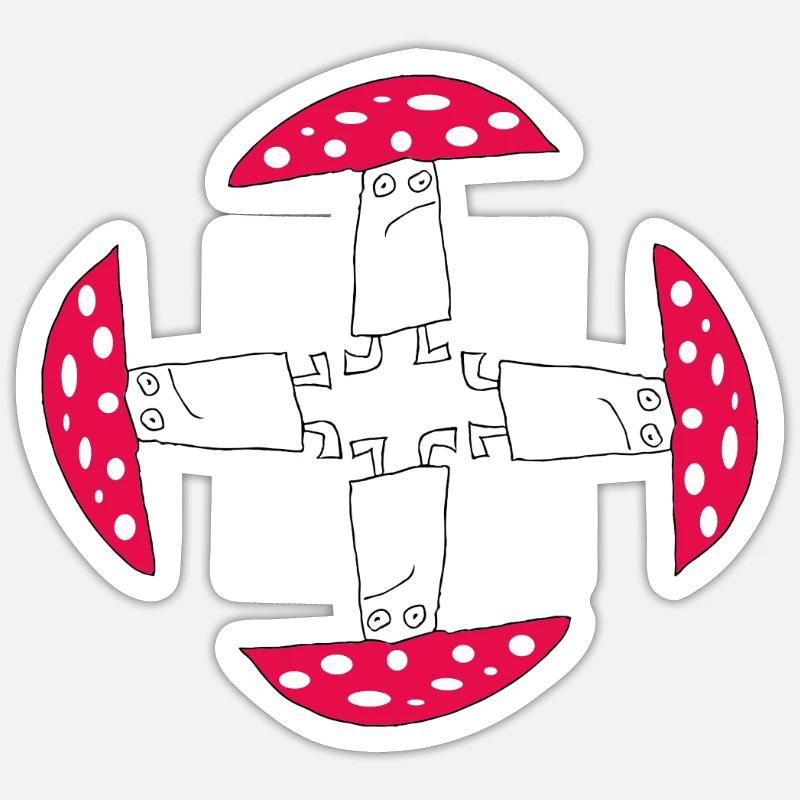 cueillette de champignons - Sticker taille S (10 x 10 cm) - blanc mat