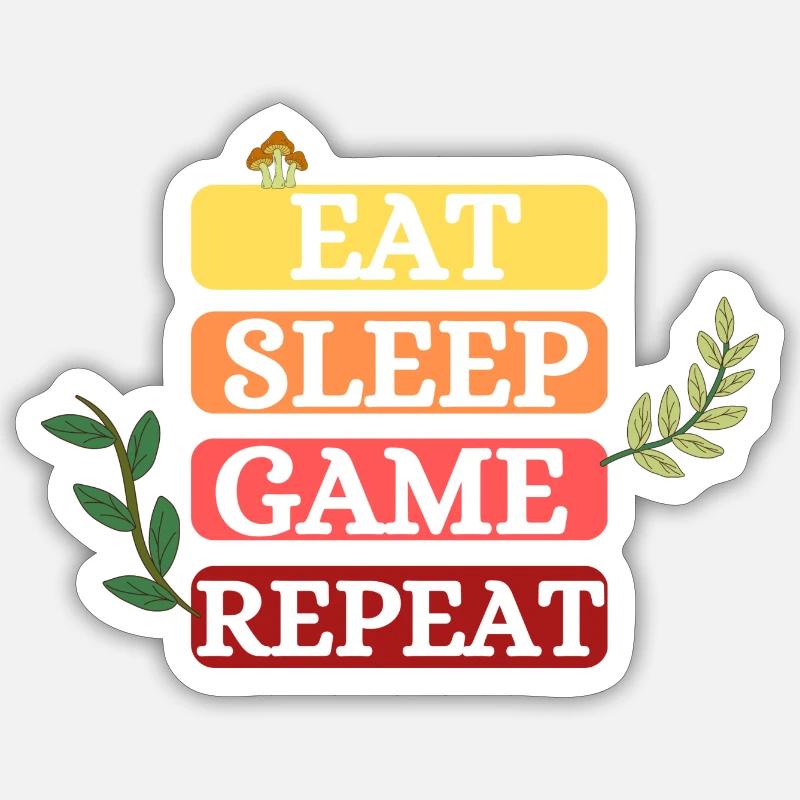 Manger / Dormir / Jouer / Répéter Sticker taille S (10 x 10 cm)