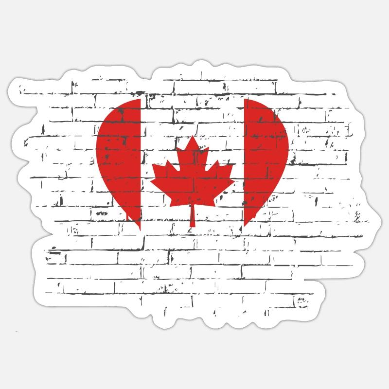 Drapeau du Canada Feuille d’érable Drapeau canadien Canada - Sticker taille S (10 x 10 cm) - blanc mat