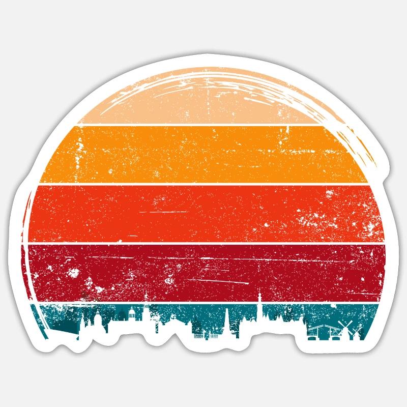 Sunset Skyline Circle Sticker size S (10 x 10 cm)