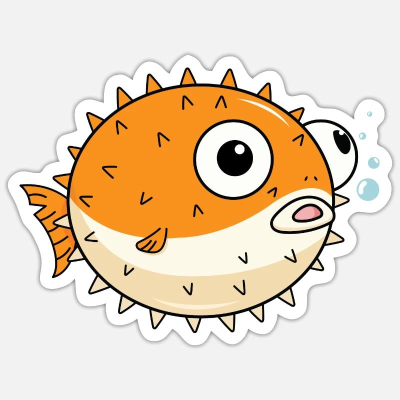 Puffer fish vector illustration Sticker size S (10 x 10 cm)