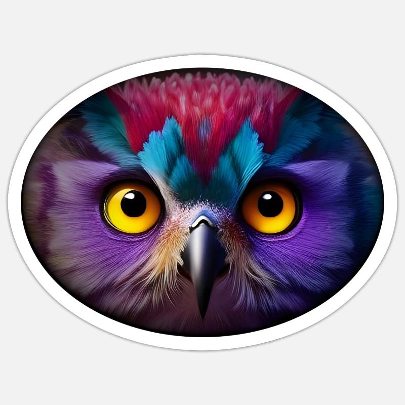 Regenbogen Eule Sticker Größe S (10 x 10 cm)