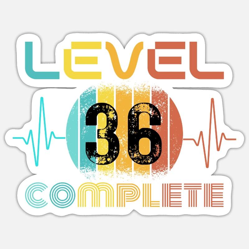 36 ans - 36e anniversaire Niveau 36 Conception complète - Sticker taille S (10 x 10 cm) - blanc mat
