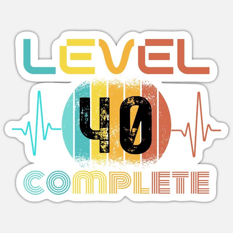 40 ans - 40e anniversaire Niveau 40 Conception complète Sticker taille S (10 x 10 cm)