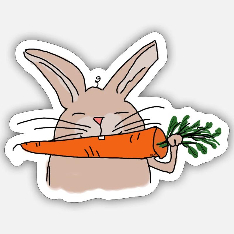 Hilde Hase mit Karotte Comic Style - Sticker Größe S (10 x 10 cm) - Mattweiß