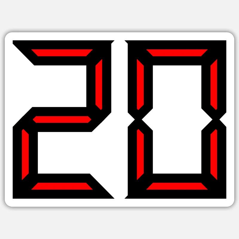 20,20 ANS,20e ANNIVERSAIRE,ANNIVERSAIRE 20 ANS - Sticker taille S (10 x 10 cm) - blanc mat