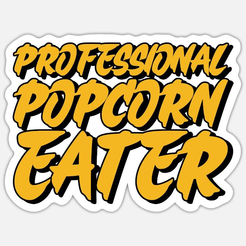 Mangeur de pop-corn professionnel - Sticker taille S (10 x 10 cm) - blanc mat