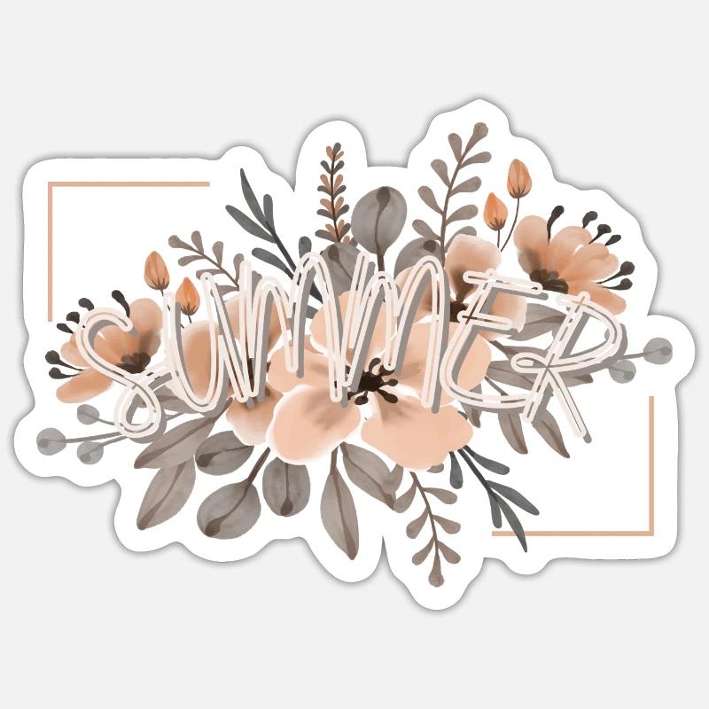 Summer Blumen - Sticker Größe S (10 x 10 cm) - Mattweiß
