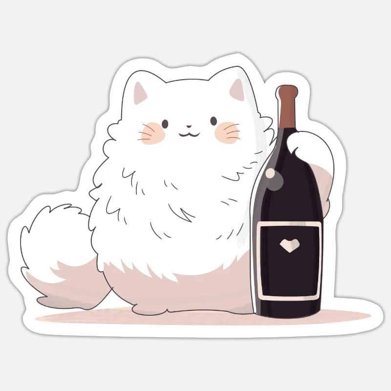 Wine Kitty Sticker size S (10 x 10 cm)