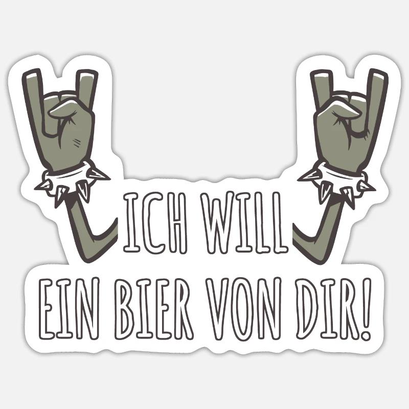 Pommesgabel Spruch Ich Will Ein Bier Von Dir Sticker Größe S (10 x 10 cm)