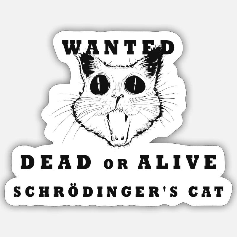 Crazy Cat Schrödingers’s Cat - Sticker taille S (10 x 10 cm) - blanc mat