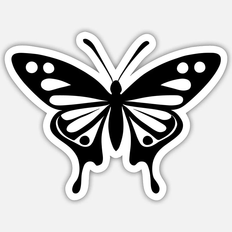 papillon - Sticker taille S (10 x 10 cm) - blanc mat