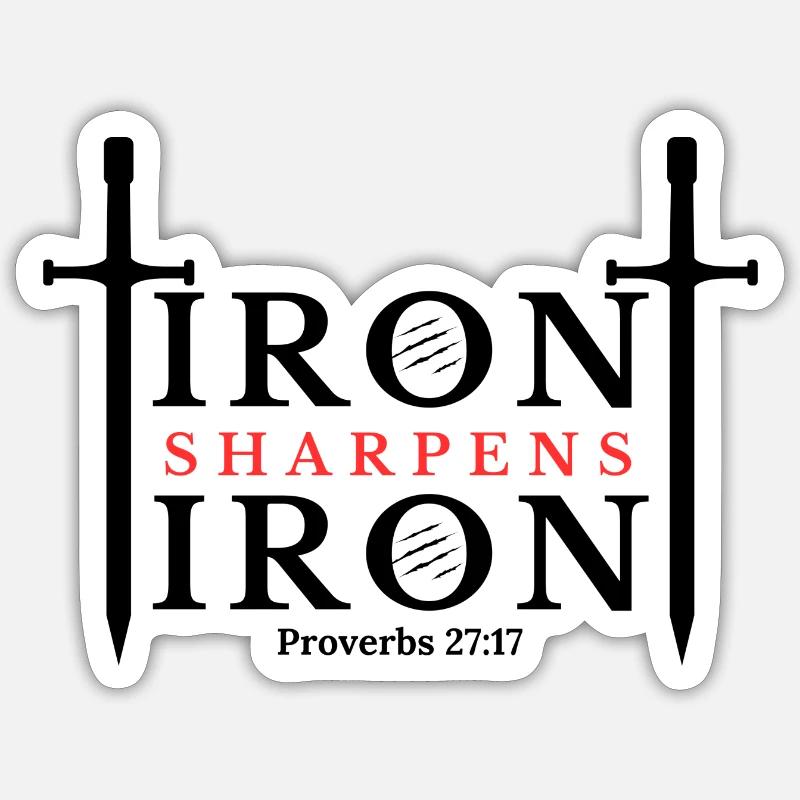 Iron Sharpens Iron - Proverbs 27:17 Clothing - Sticker size S (10 x 10 cm) - white matte