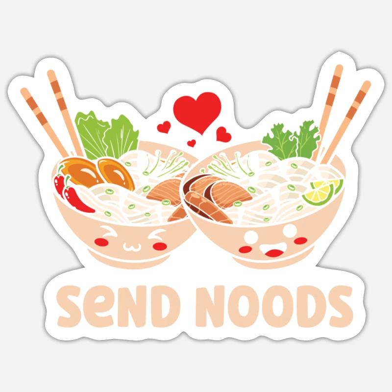 Noods Pho Suppe Kawaii Ramen - Sticker Größe S (10 x 10 cm) - Mattweiß