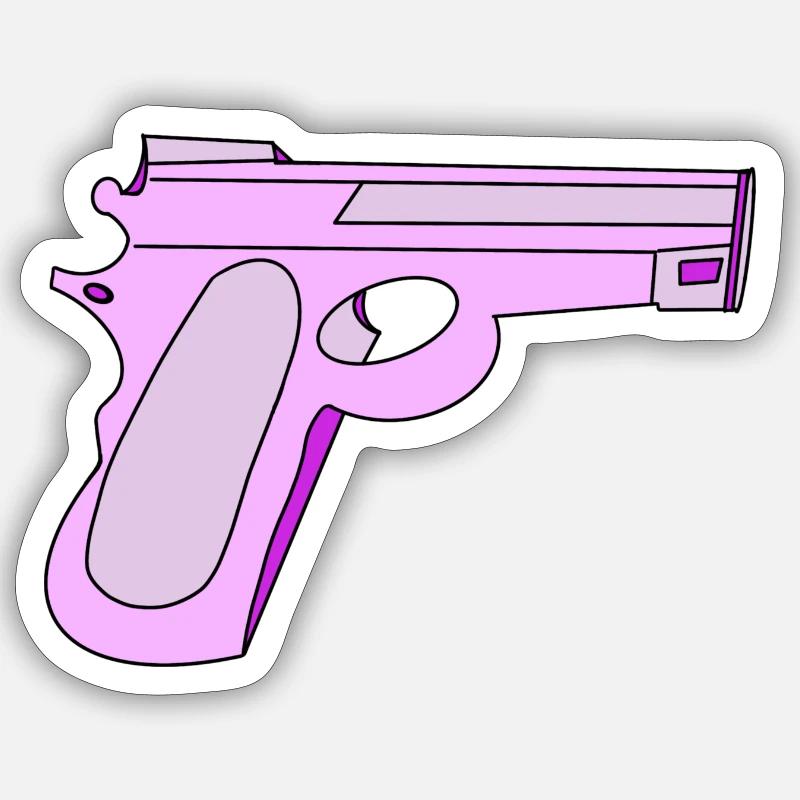 Pink Pistol - Sticker Größe S (10 x 10 cm) - Mattweiß