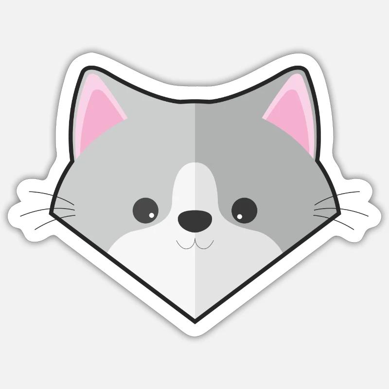 Niedliche einfache Katze Sticker Größe S (10 x 10 cm)