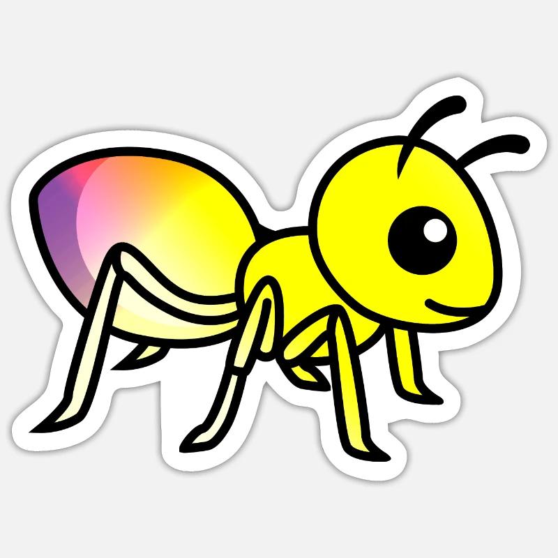 Fourmi Comic Animal - Sticker taille S (10 x 10 cm) - blanc mat