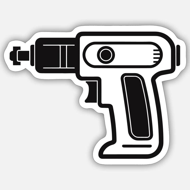 perceuse - Sticker taille S (10 x 10 cm) - blanc mat