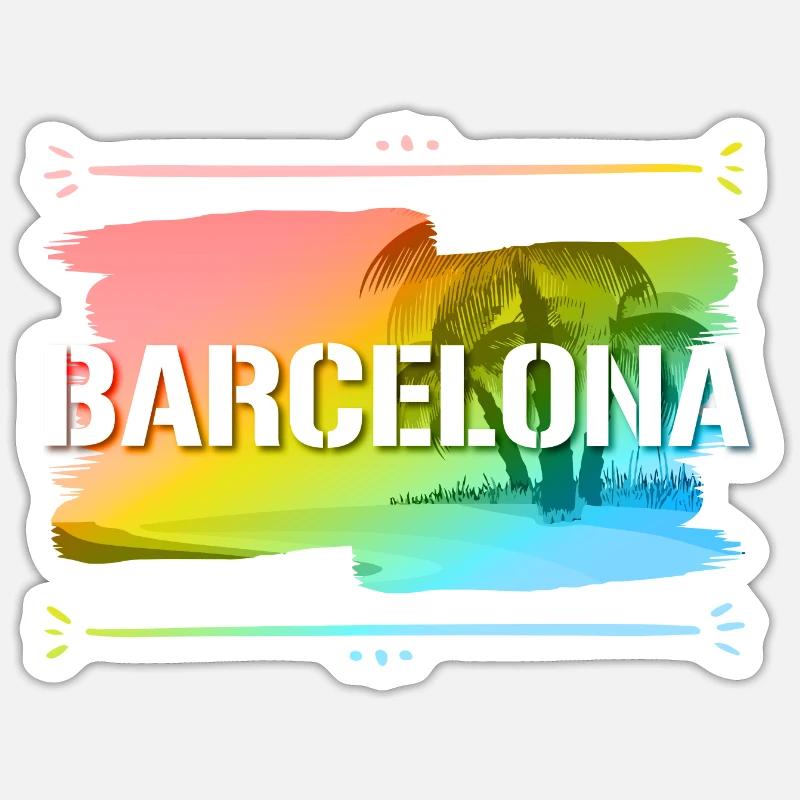 Barcelone - Sticker taille S (10 x 10 cm) - blanc mat