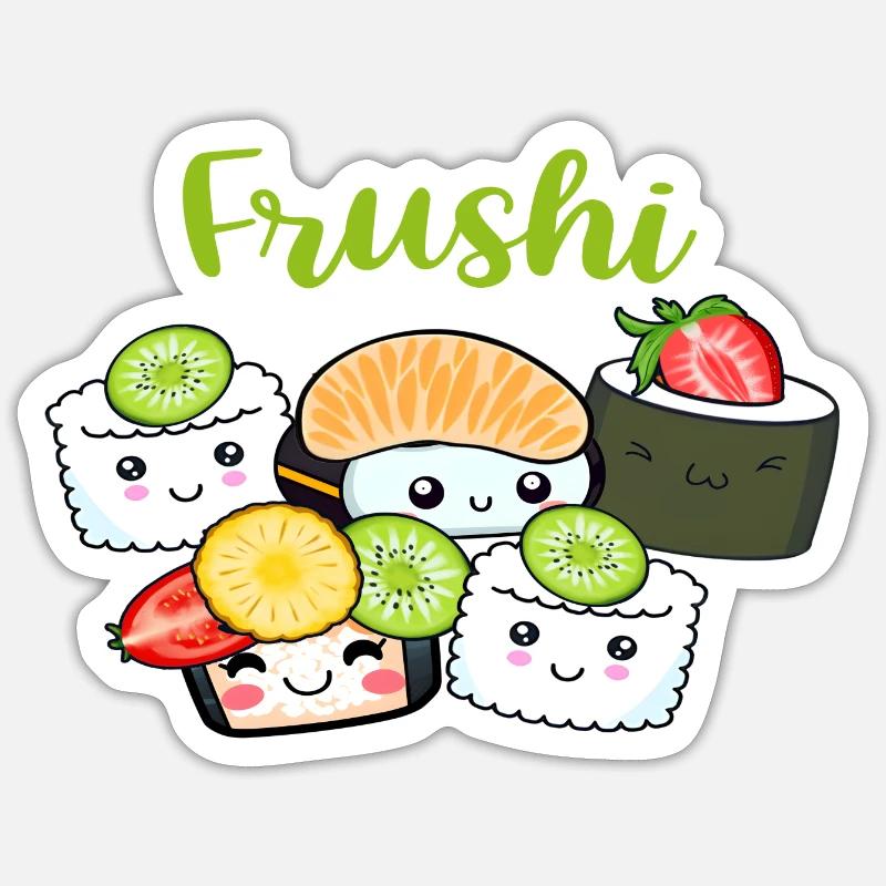 Frushi Sushi - Sticker taille S (10 x 10 cm) - blanc mat