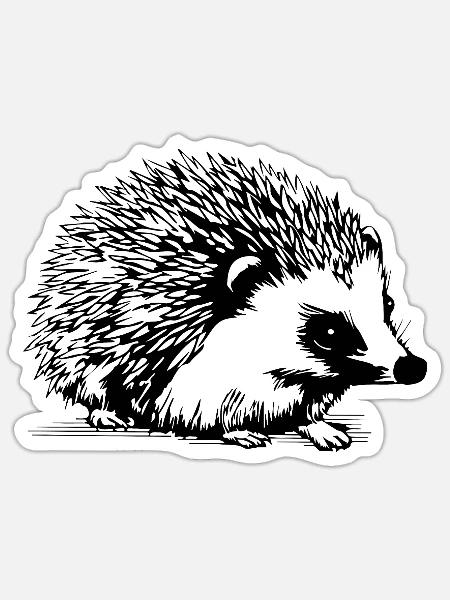 Igel Wald Stachelig Tier - Sticker Größe S (10 x 10 cm) - Mattweiß