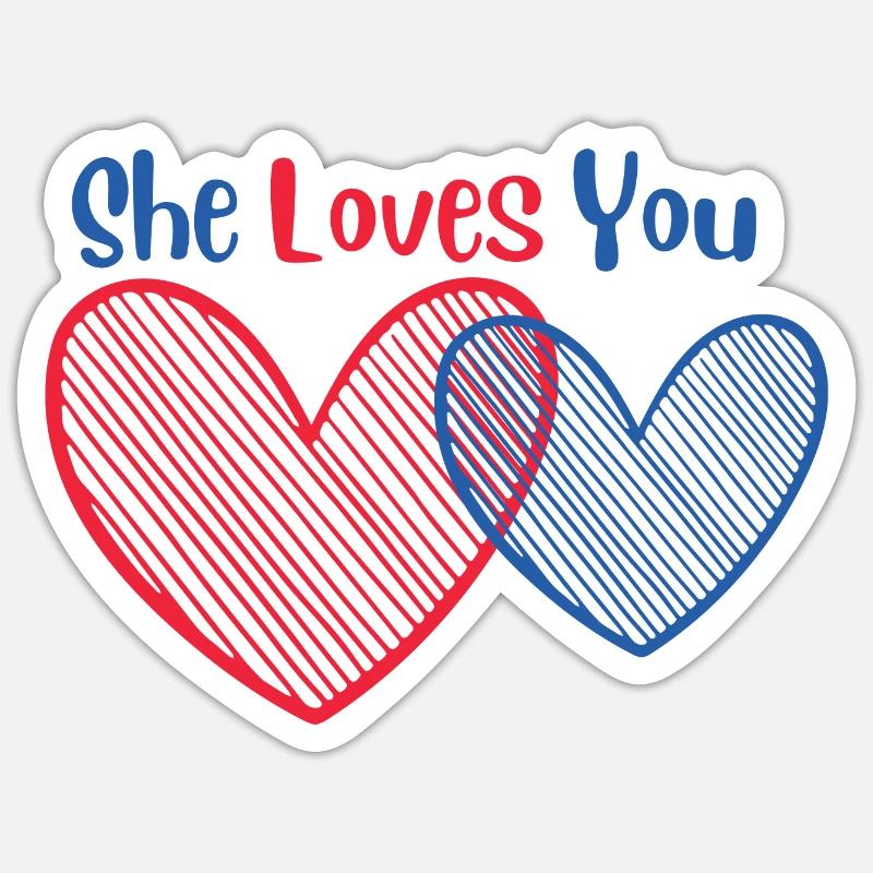 Elle t’aime - Sticker taille S (10 x 10 cm) - blanc mat
