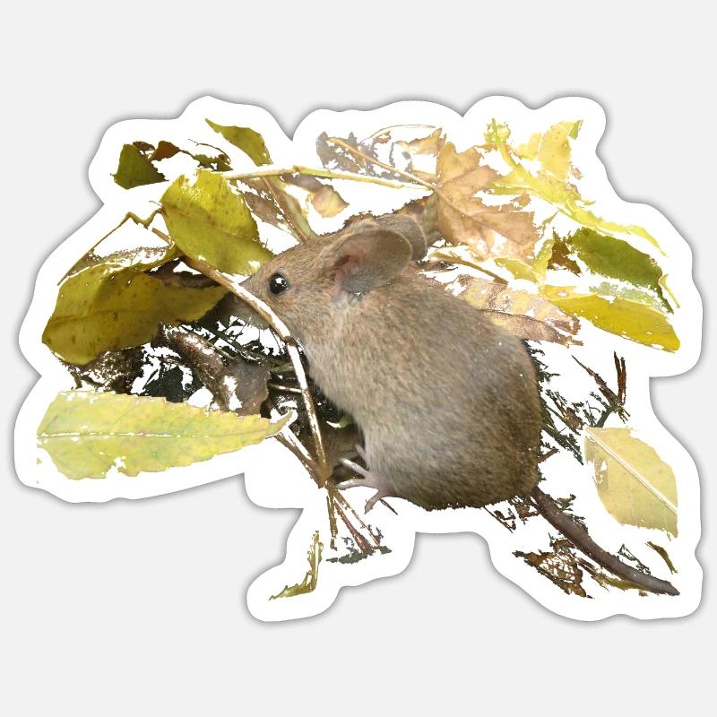 Souris dans le feuillage Sticker taille S (10 x 10 cm)