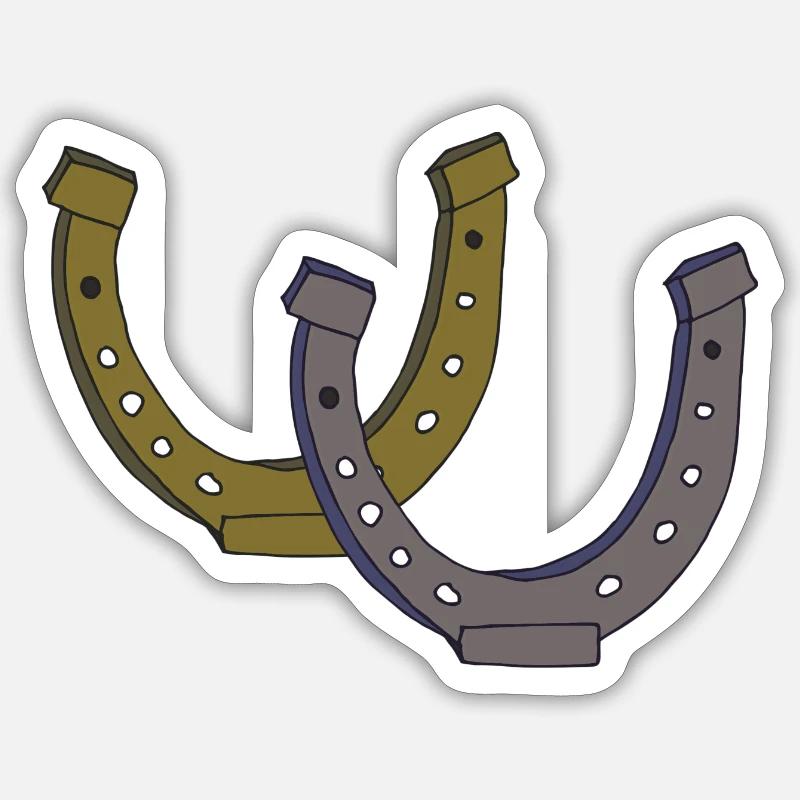 Double fer à cheval - Sticker taille S (10 x 10 cm) - blanc mat