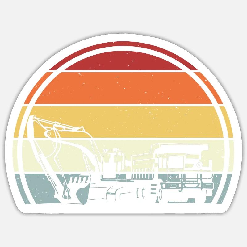 Excavator construction site - Sticker size S (10 x 10 cm) - white matte