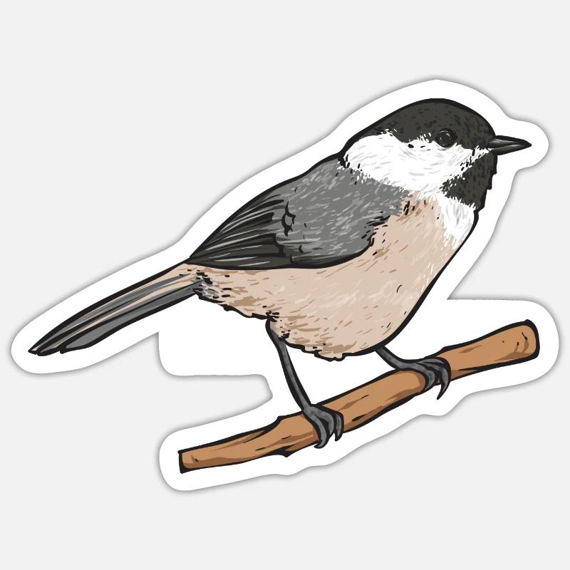 Observation des oiseaux mésanges - Sticker taille S (10 x 10 cm) - blanc mat