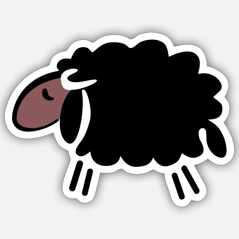 Mouton noir - Sticker taille S (10 x 10 cm) - blanc mat