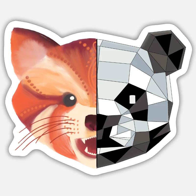 Panda 2 in 1 - Sticker Größe S (10 x 10 cm) - Mattweiß