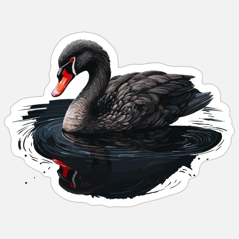 Schwarzer Schwan Vogel - Sticker Größe S (10 x 10 cm) - Mattweiß