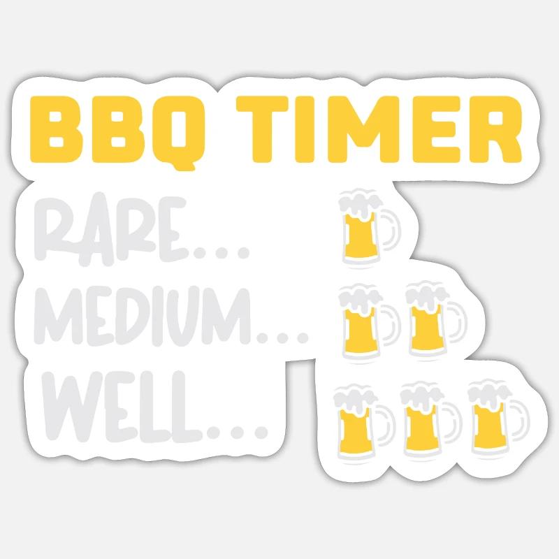 BBQ Timer - Sticker Größe S (10 x 10 cm) - Mattweiß