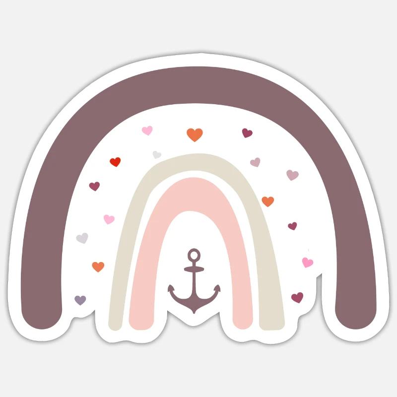 Rainbow Heart Anchor can be personalized Sticker size S (10 x 10 cm)