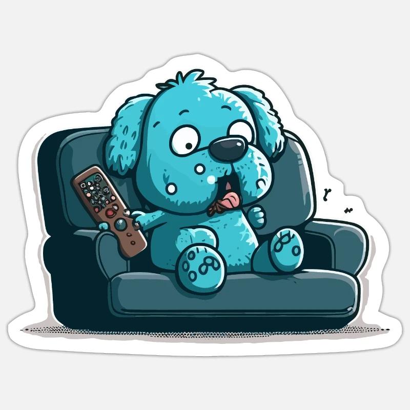Couch-Potato-Hund - Sticker Größe S (10 x 10 cm) - Mattweiß