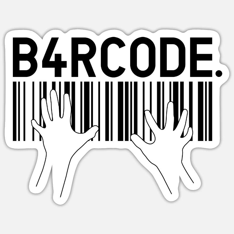 B4RCODE. Piano black - Sticker size S (10 x 10 cm) - white matte
