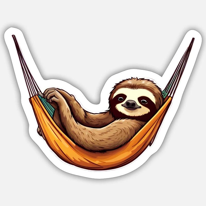 Lazy Sloth Hammock Sticker size S (10 x 10 cm)