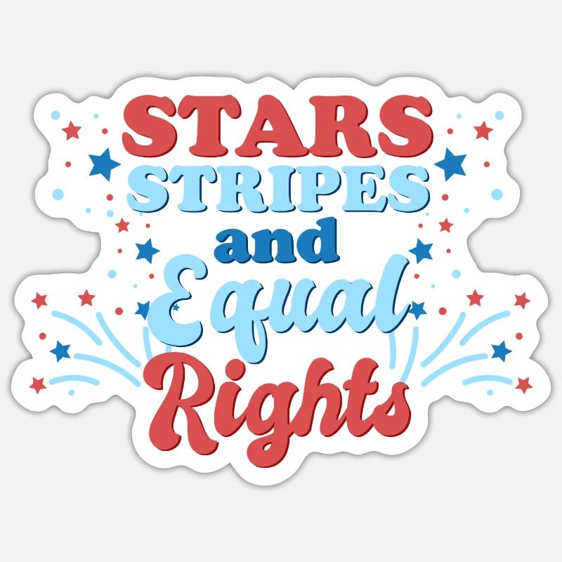 Star stripes and equality - Sticker size S (10 x 10 cm) - white matte