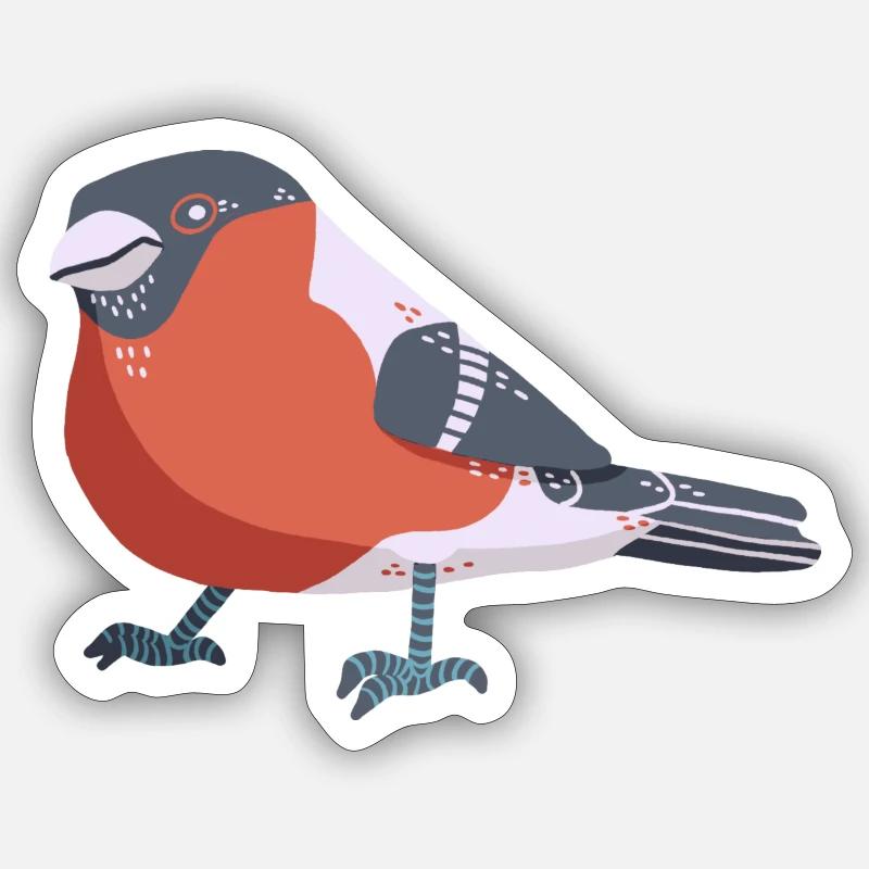 Dompfaff / Gimpel - Sticker Größe S (10 x 10 cm) - Mattweiß