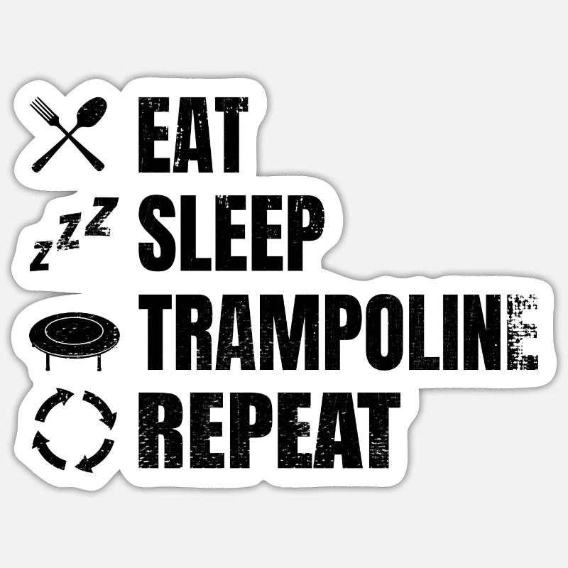 Manger Sommeil Trampoline Répéter - Sticker taille S (10 x 10 cm) - blanc mat